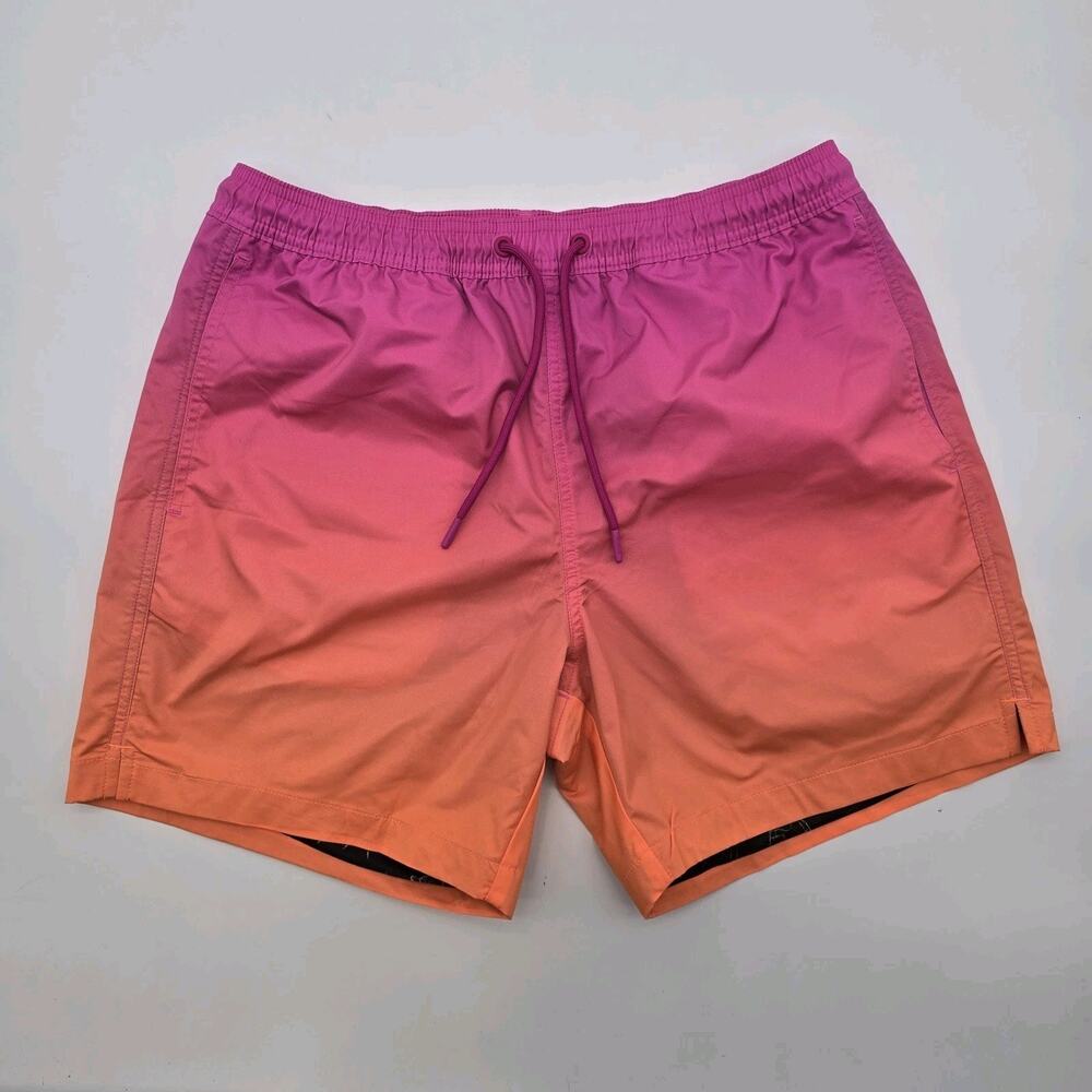 Chubbies Swim Trunks Mens Medium 5.5 Pink Orange Ombre Track Shorts UFO Mesh